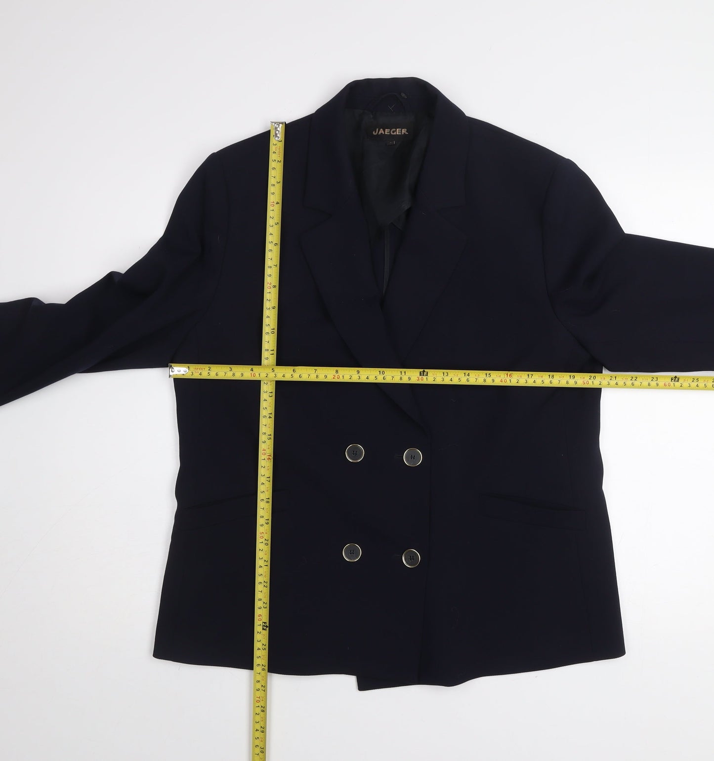 Jaeger Women’s Black Wool Blend Blazer Jacket Size 16 Classic Workwear