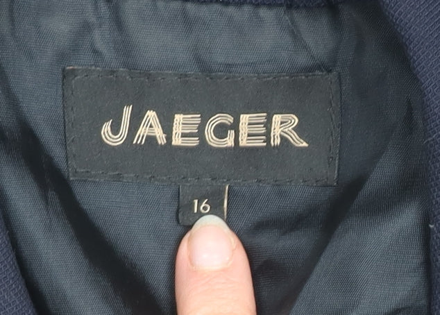 Jaeger Women’s Black Wool Blend Blazer Jacket Size 16 Classic Workwear