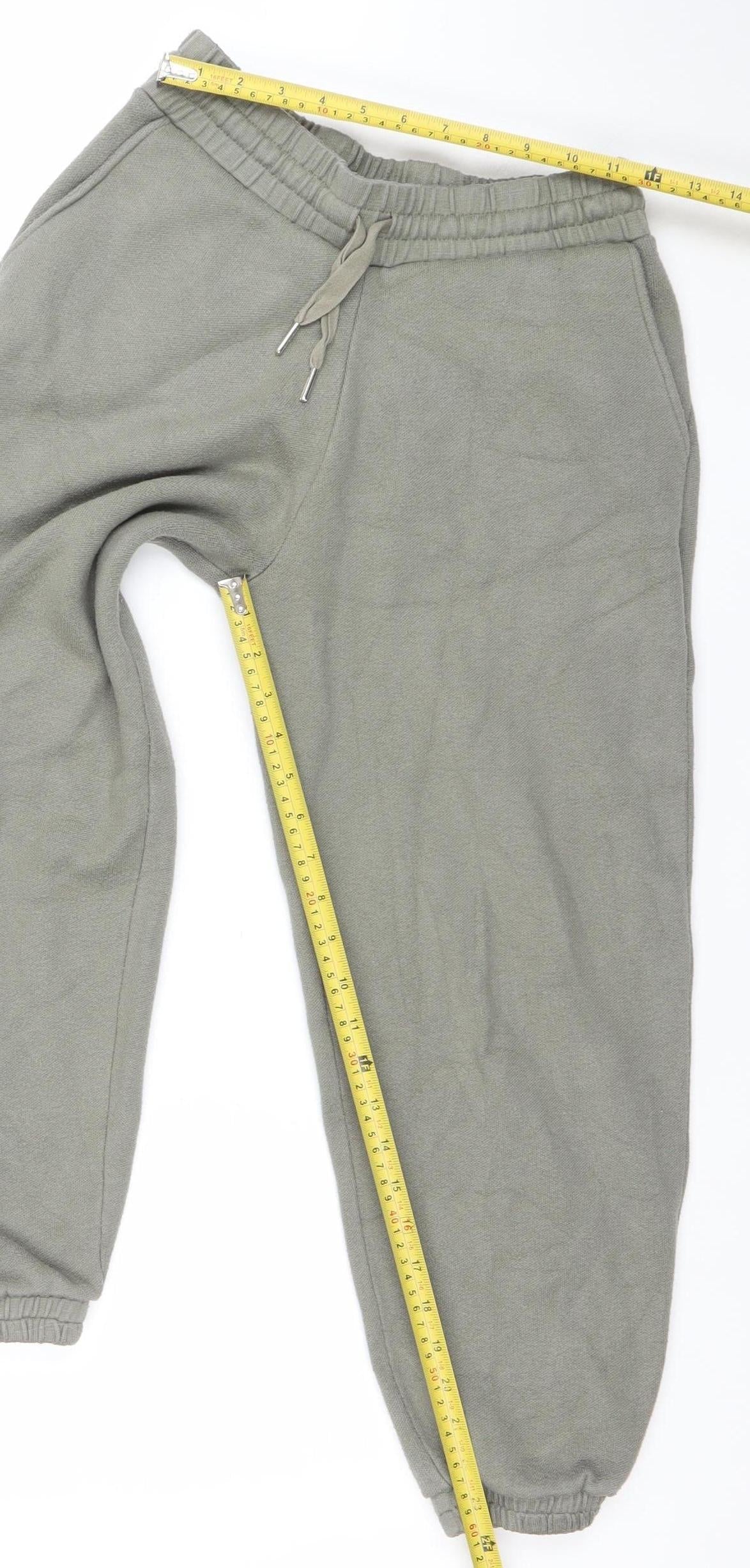 ZARA Women Grey Jogger Trousers S Relaxed Fit Cotton Blend