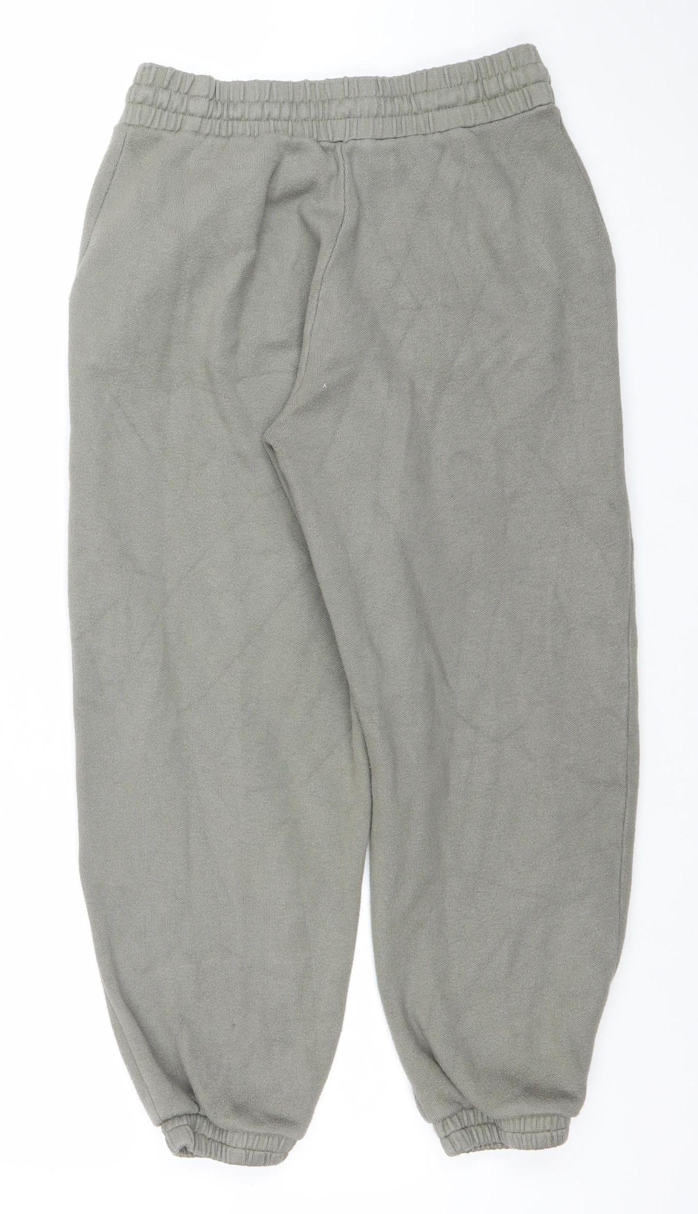 ZARA Women Grey Jogger Trousers S Relaxed Fit Cotton Blend