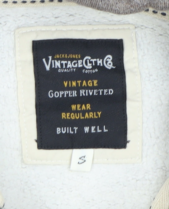 Jack & Jones Men's Grey Full Zip Hoodie Size S Vintage 75 Logo