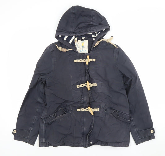 Seasalt Women Navy Hooded Duffle Rain Coat Size 10 Organic Cotton