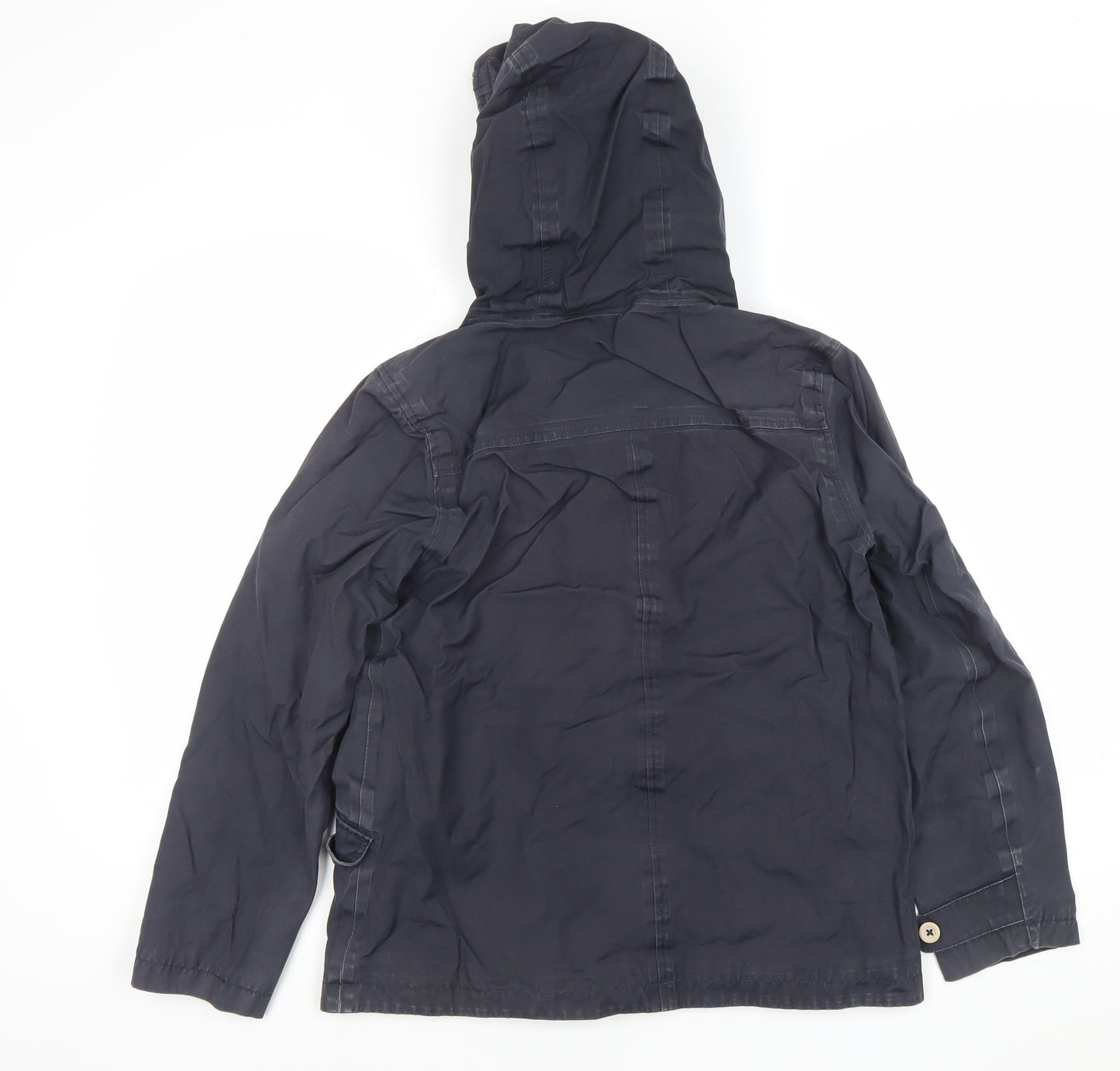 Seasalt Women Navy Hooded Duffle Rain Coat Size 10 Organic Cotton