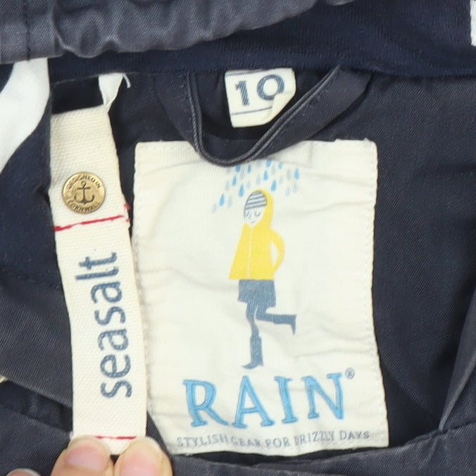 Seasalt Women Navy Hooded Duffle Rain Coat Size 10 Organic Cotton