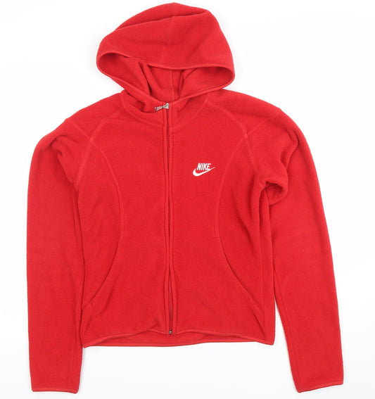 Nike Women's Red Fleece Full Zip Hooded Jacket Size 10