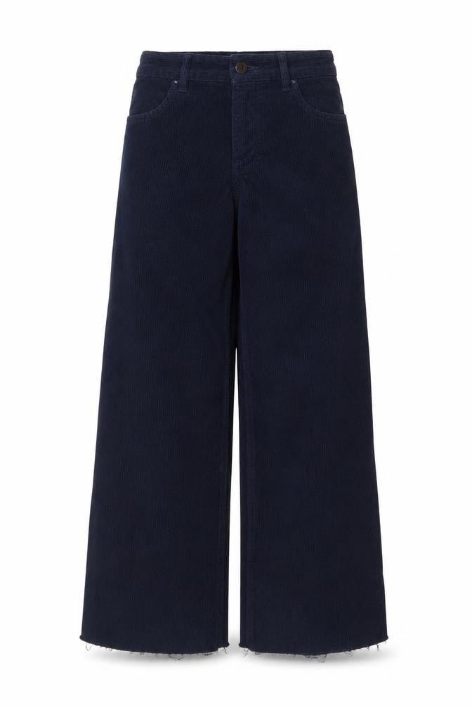 PULL&BEAR Womens Blue Corduroy Wide-Leg Trousers Size 4