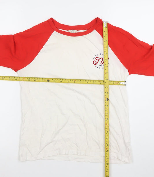 Jack Wills Womens Red White Raglan 3/4 Sleeve T-Shirt Size 4