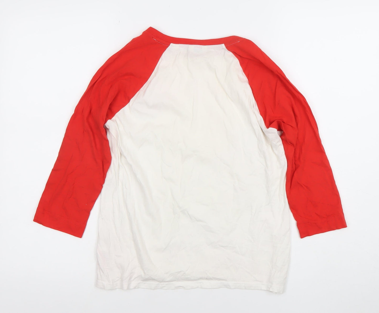 Jack Wills Womens Red White Raglan 3/4 Sleeve T-Shirt Size 4