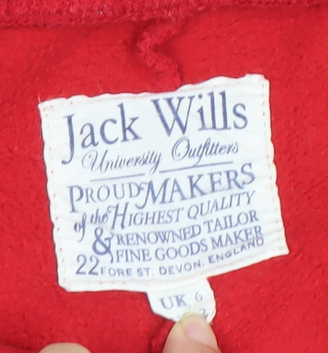 Jack Wills Womens Red Jogger Sweatpants UK 6 Cotton Blend Drawstring
