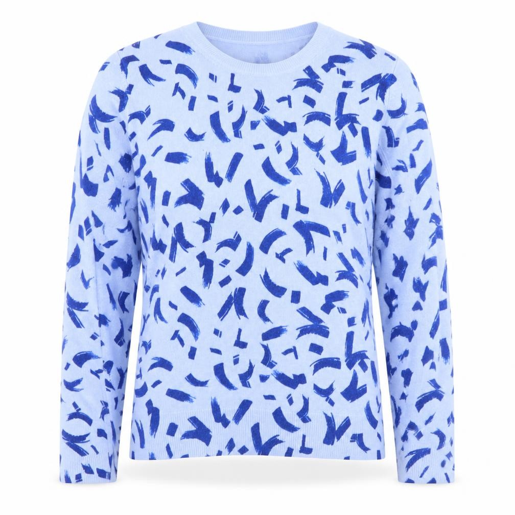 Marks and Spencer Women’s Blue Geometric Acrylic Crew Neck Jumper Size 12