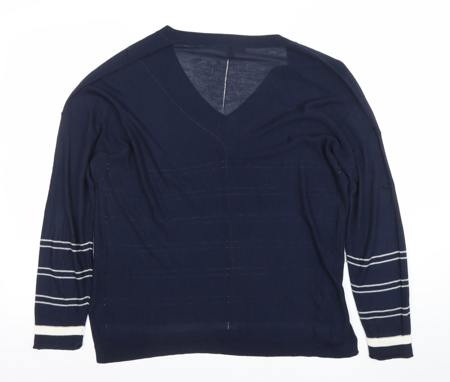 Next Petite Women's Blue Striped V-Neck Knit Top Size 14