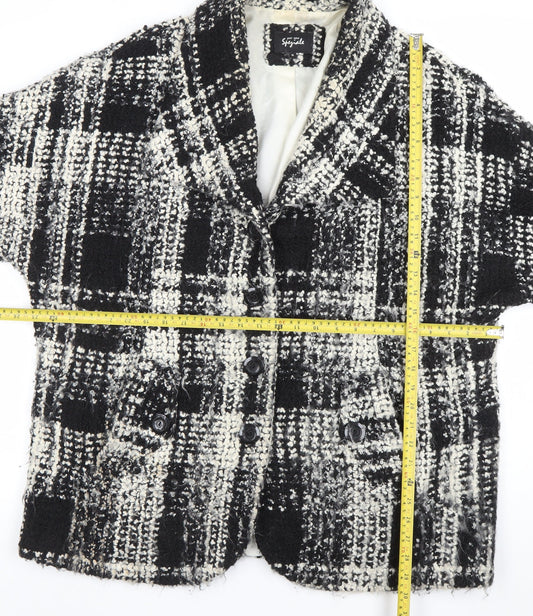 Per Una Speziale Women's Black Checked Wool Blend Blazer Size 16