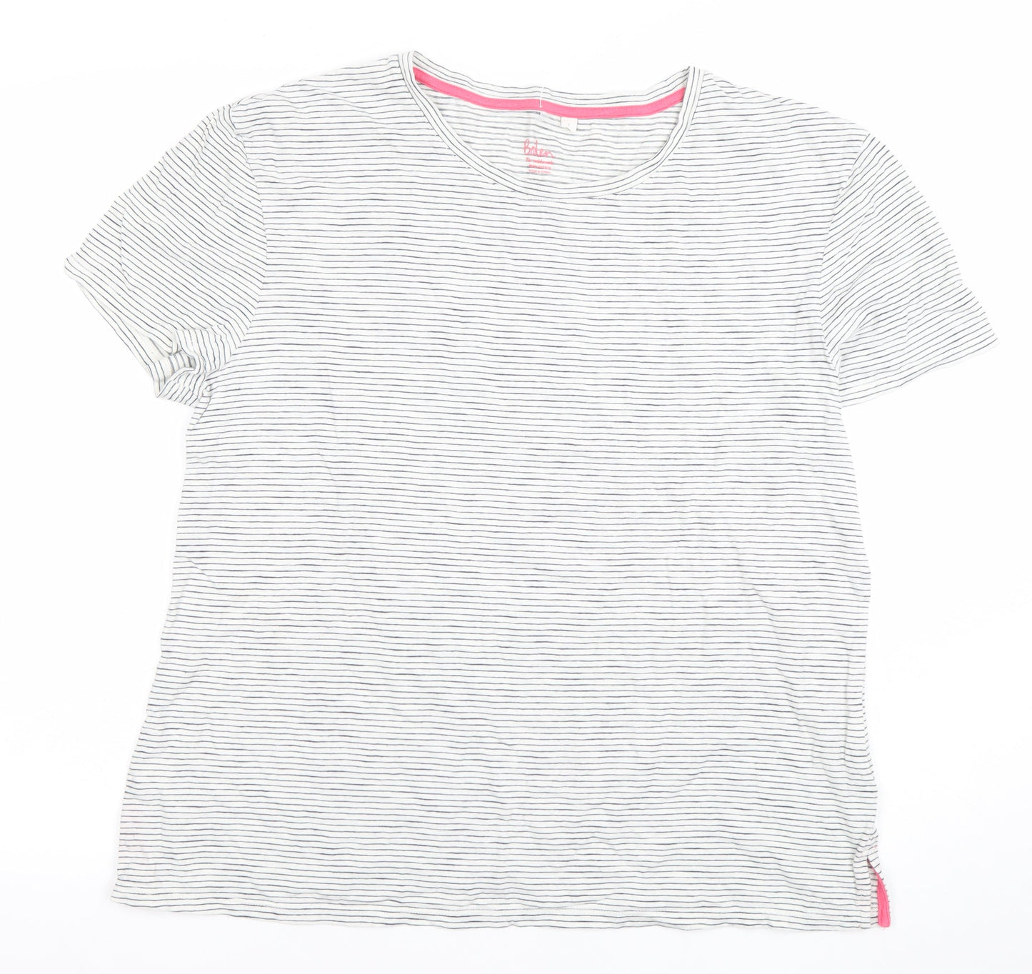 Boden Women’s White Striped Jersey T-Shirt Size L