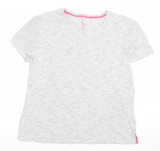 Boden Women’s White Striped Jersey T-Shirt Size L