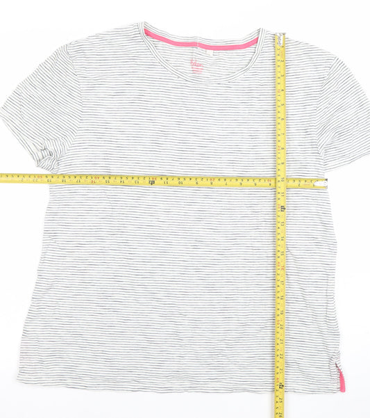 Boden Women’s White Striped Jersey T-Shirt Size L