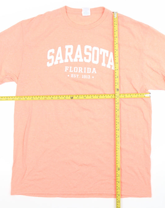 Delta Mens Orange Sarasota Florida Graphic Cotton T-Shirt Size L