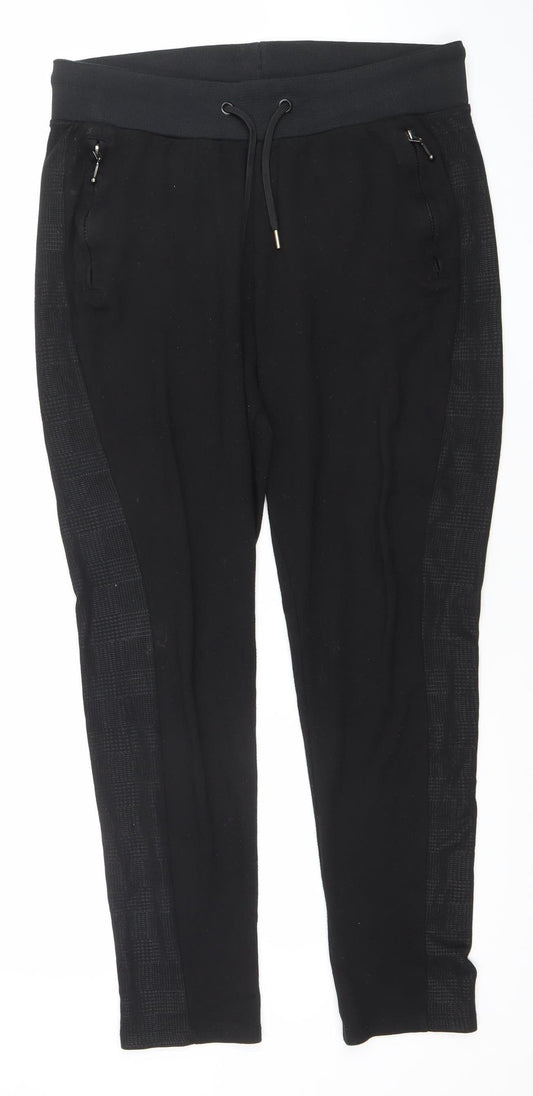 River Island Womens Black Jogger Trousers Size M Stretch Activewear