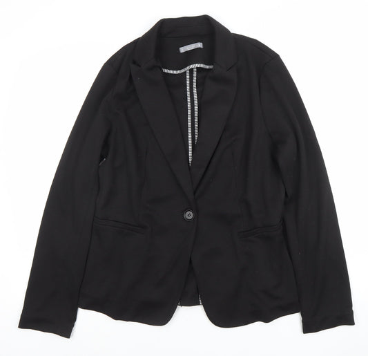 Olivia Moon Women's Black L Blazer Single-Breasted Stretch Jacket