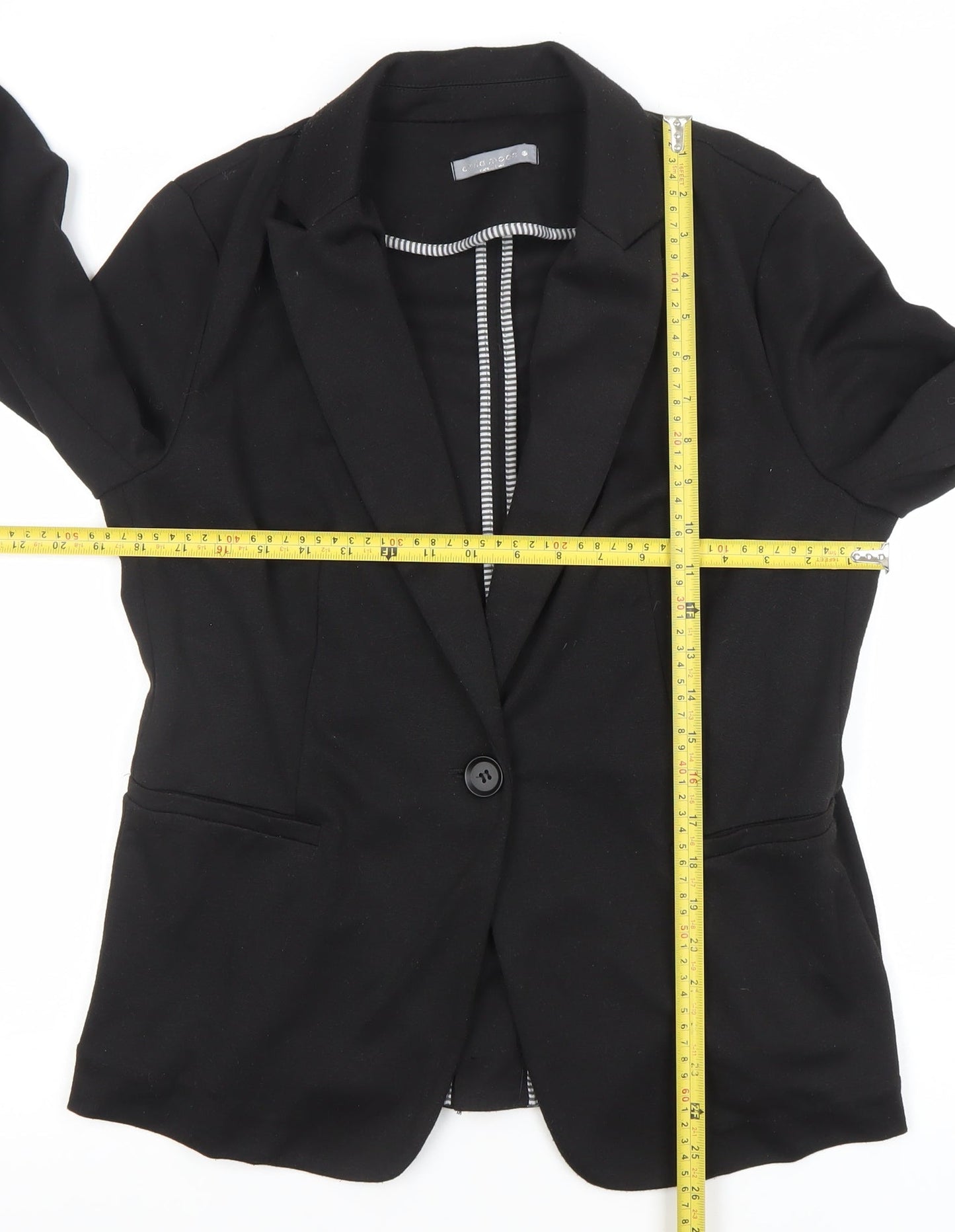 Olivia Moon Women's Black L Blazer Single-Breasted Stretch Jacket