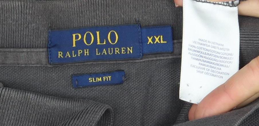 Ralph Lauren Men's Grey Slim Fit Polo Shirt Size XXL Cotton