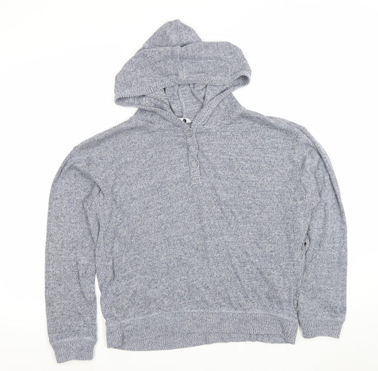 FatFace Women Grey L Hooded Henley Knit Jumper