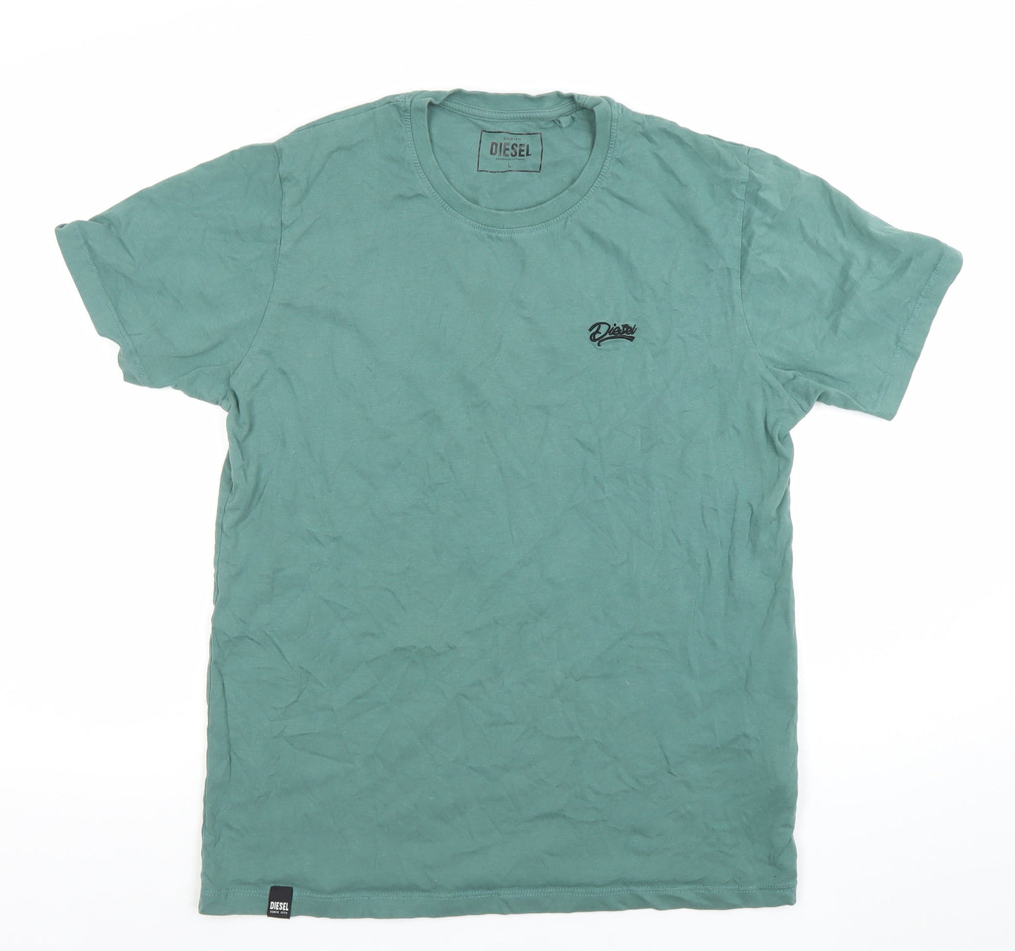 Diesel Men's Green Cotton Crew Neck Short Sleeve T-Shirt Size L