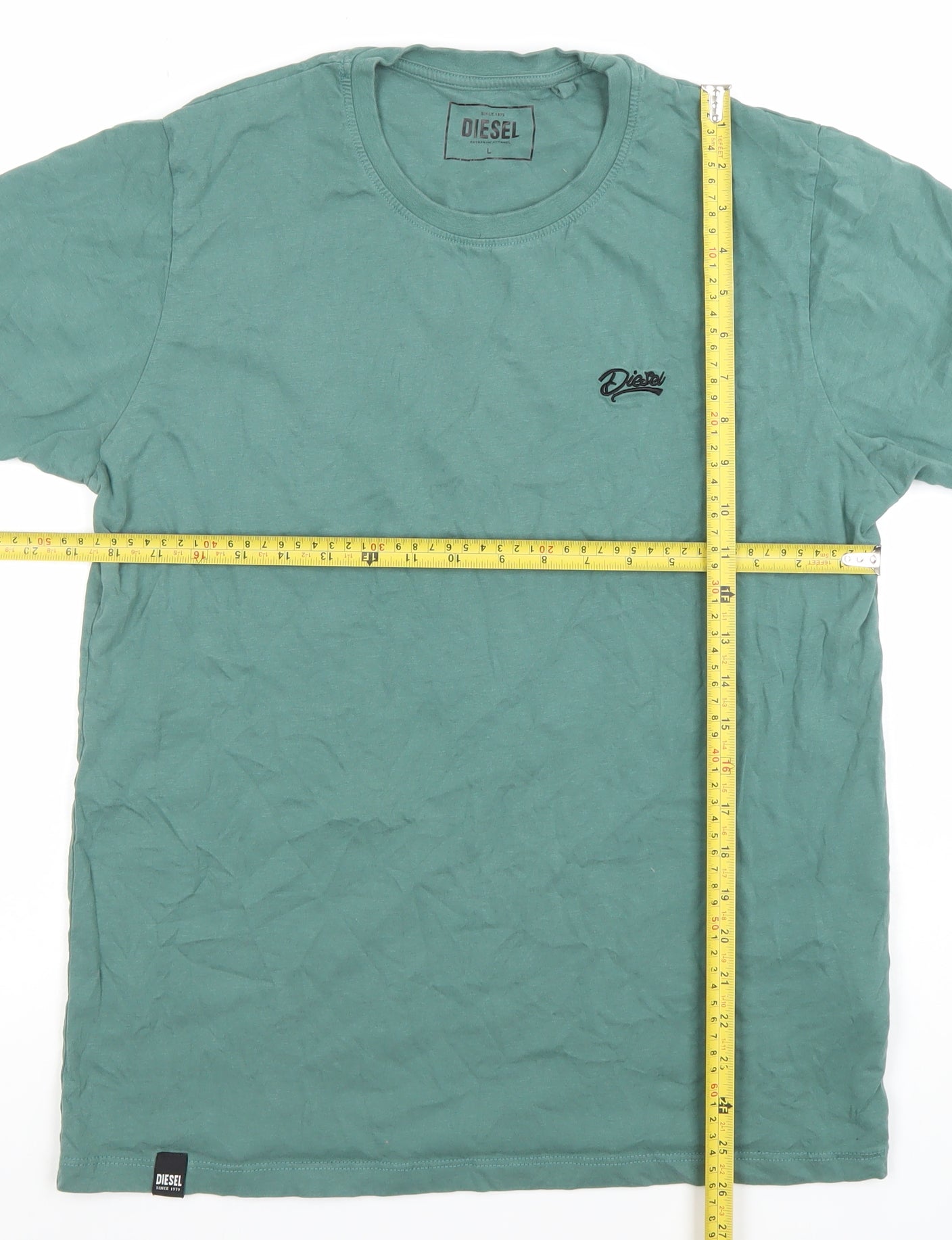 Diesel Men's Green Cotton Crew Neck Short Sleeve T-Shirt Size L