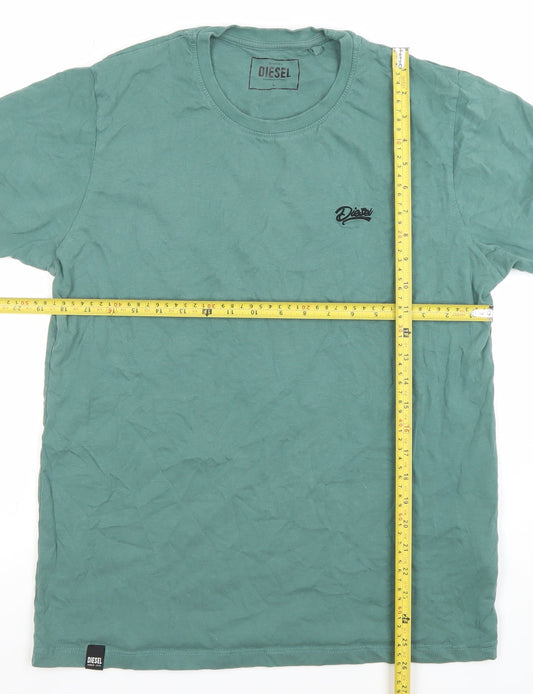 Diesel Men's Green Cotton Crew Neck Short Sleeve T-Shirt Size L