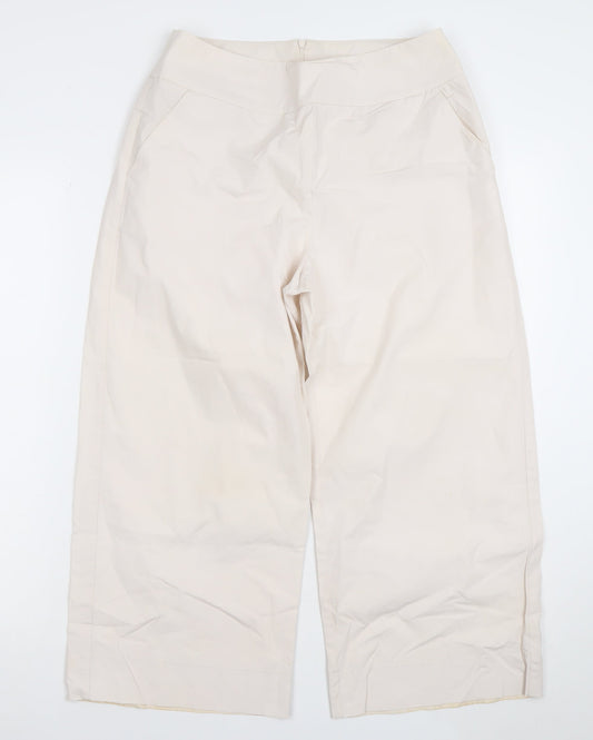 Peruzzi Women's Beige Cotton Wide-Leg Trousers Size 8