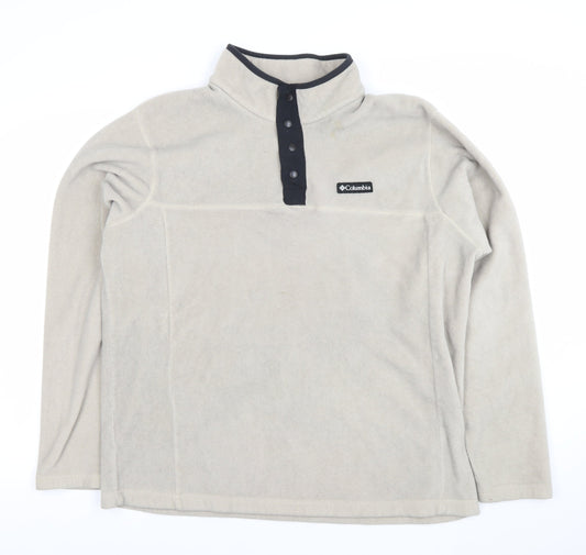 Columbia Men's Beige Fleece Henley Sweatshirt XL Outdoor Warm Top