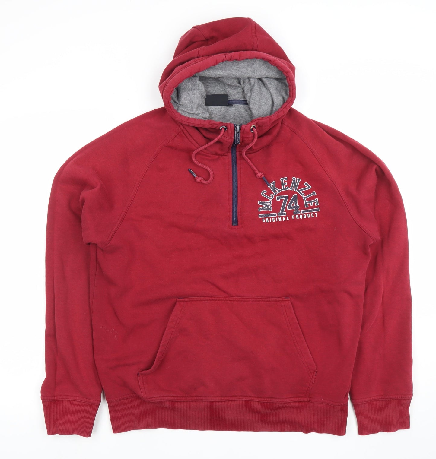 McKenzie Men's Red L Fleece 1/2 Zip Hoodie Sweatshirt