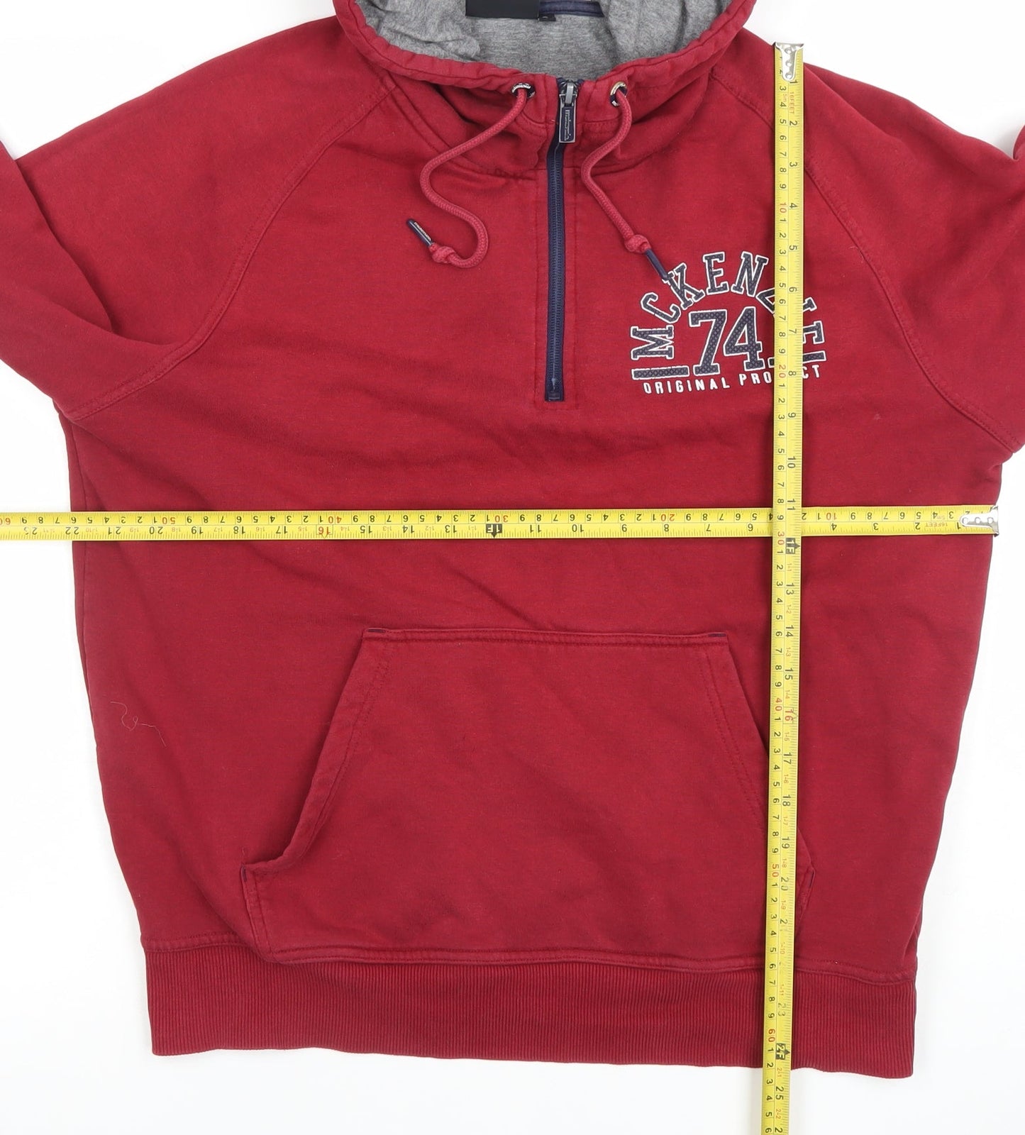 McKenzie Men's Red L Fleece 1/2 Zip Hoodie Sweatshirt