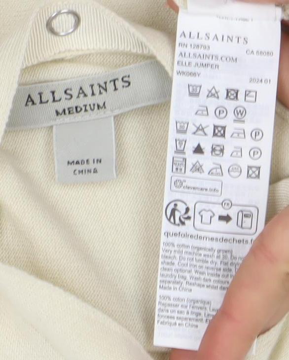 AllSaints Women's Ivory Cotton Button Dolman Blouse Size M