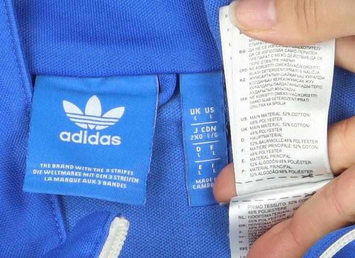 Adidas Mens Blue Full Zip Track Sweatshirt Jacket L Retro Sportswear