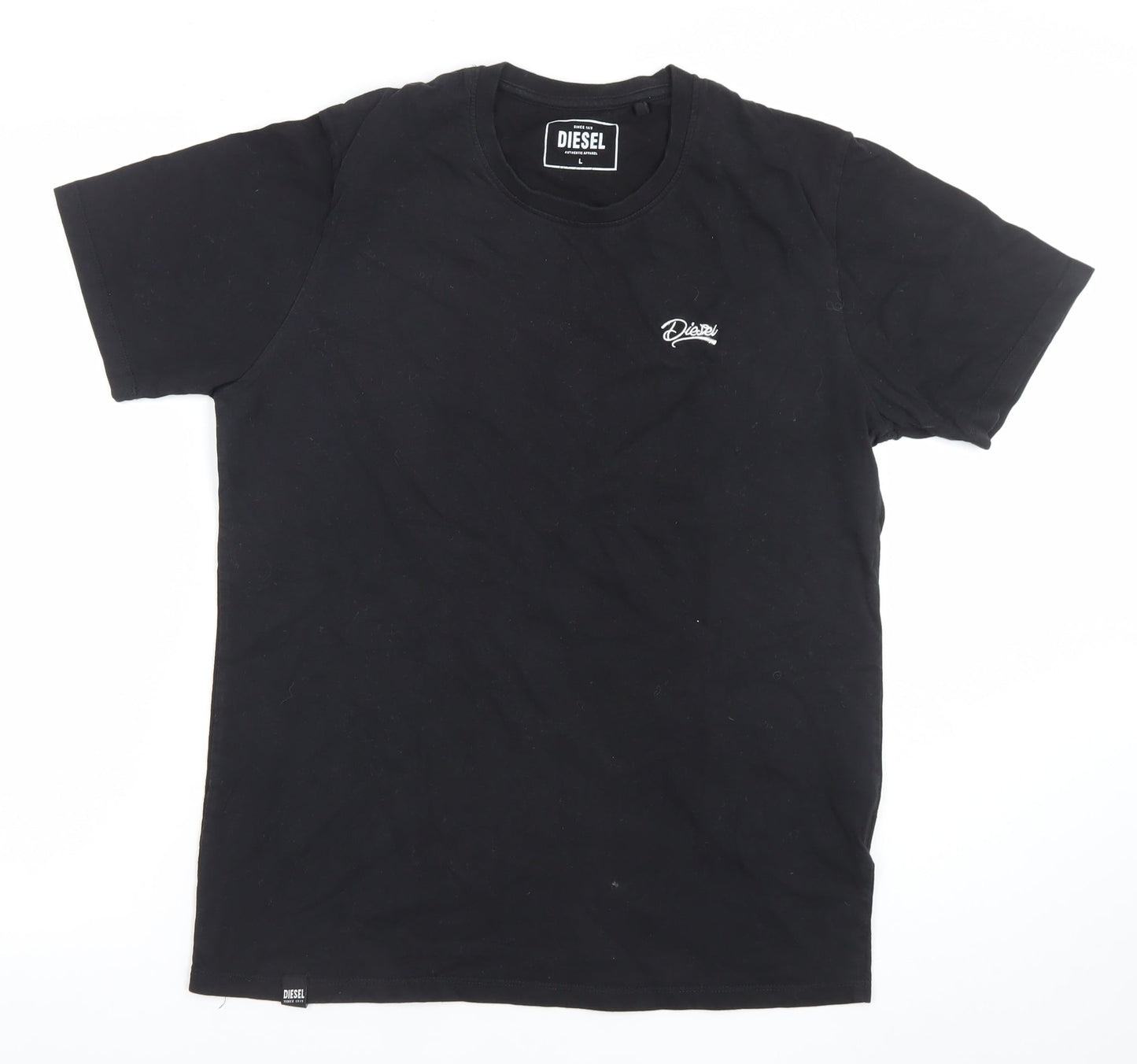 Diesel Men's Black Cotton Crew Neck Short Sleeve T-Shirt Size L