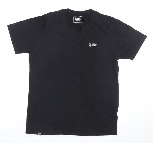 Diesel Men's Black Cotton Crew Neck Short Sleeve T-Shirt Size L
