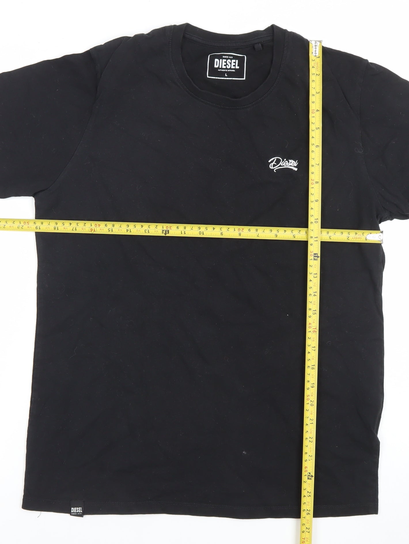 Diesel Men's Black Cotton Crew Neck Short Sleeve T-Shirt Size L