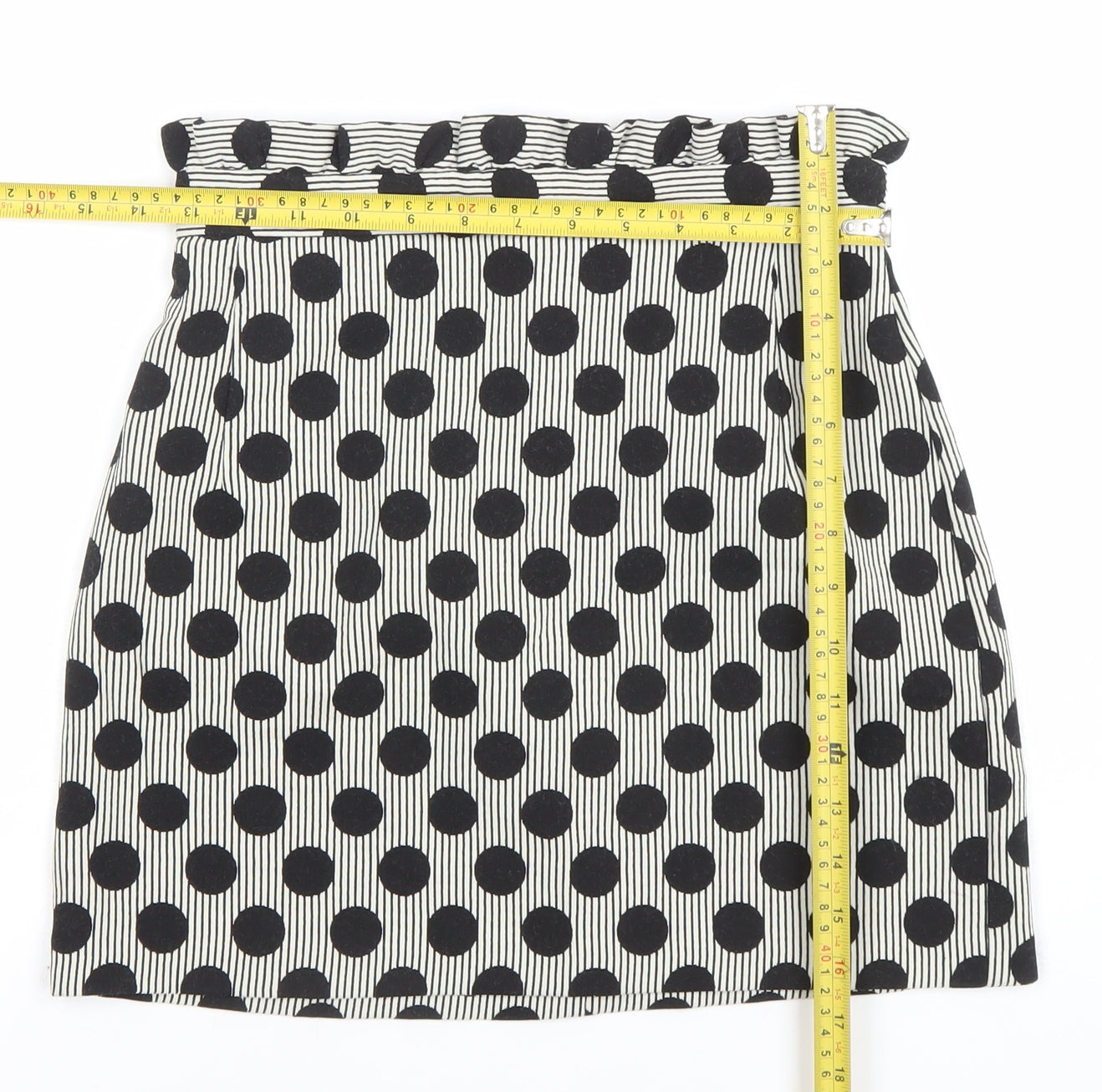 Topshop Womens Black Polka Dot Short Stretch Pencil Skirt Size 8