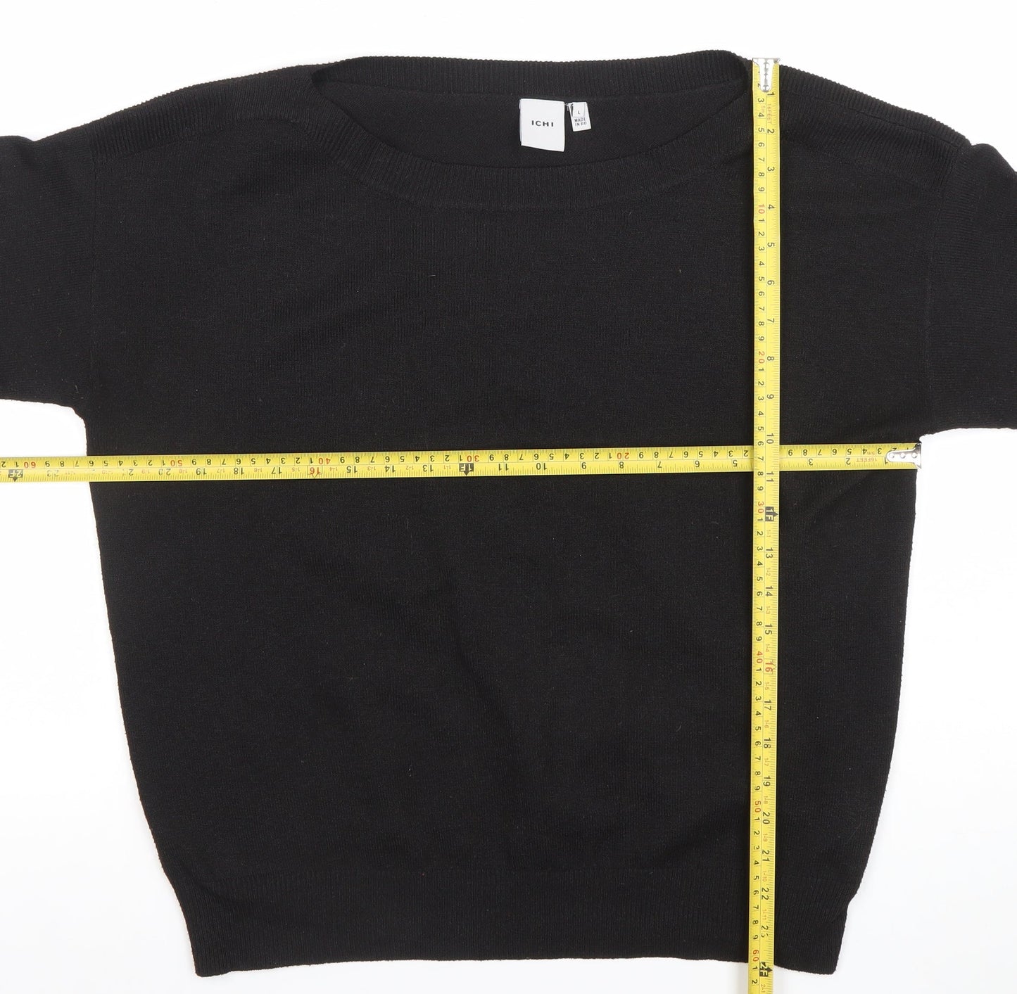 ICHI Womens Black L Crew Neck Knit Pullover Jumper