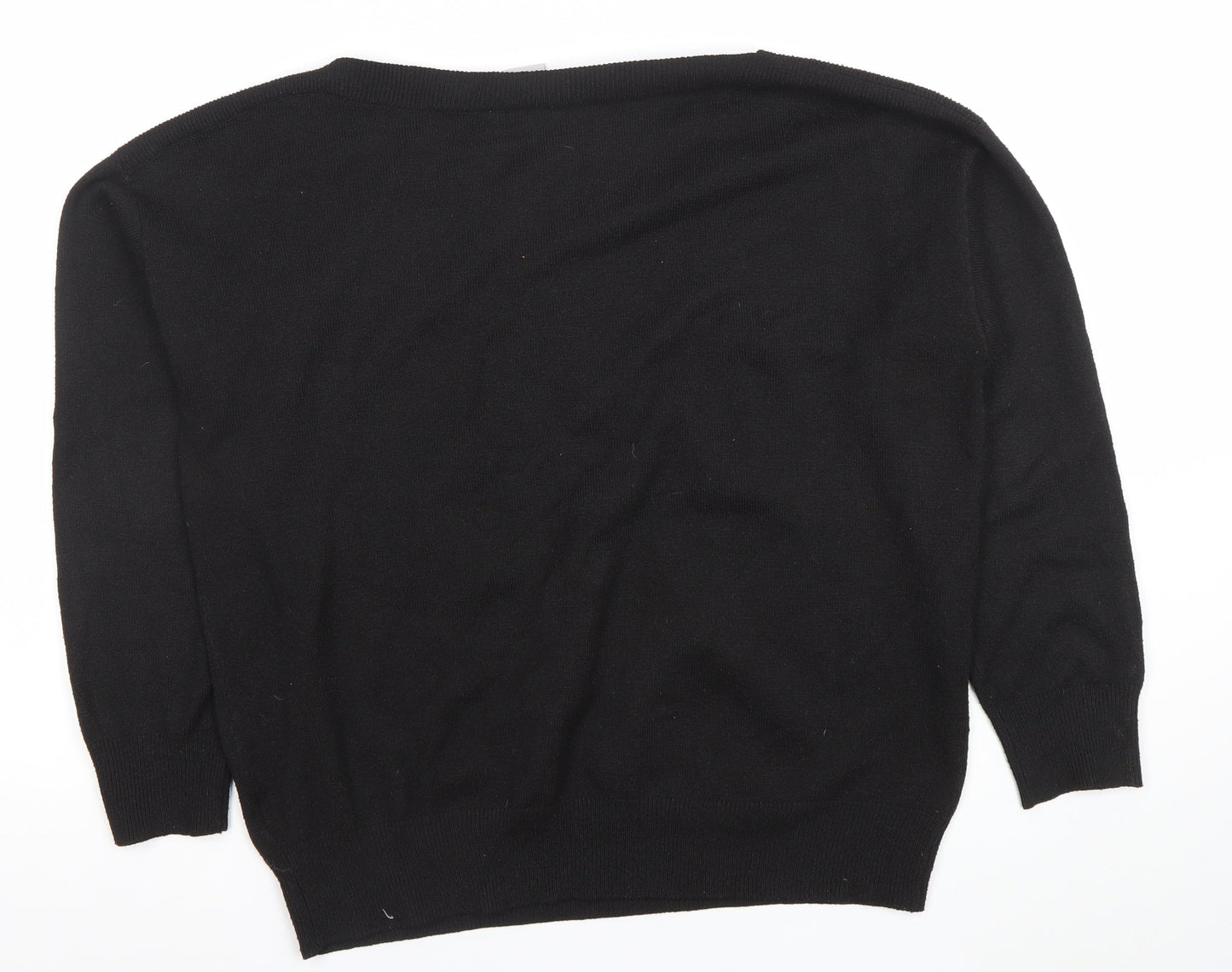 ICHI Womens Black L Crew Neck Knit Pullover Jumper