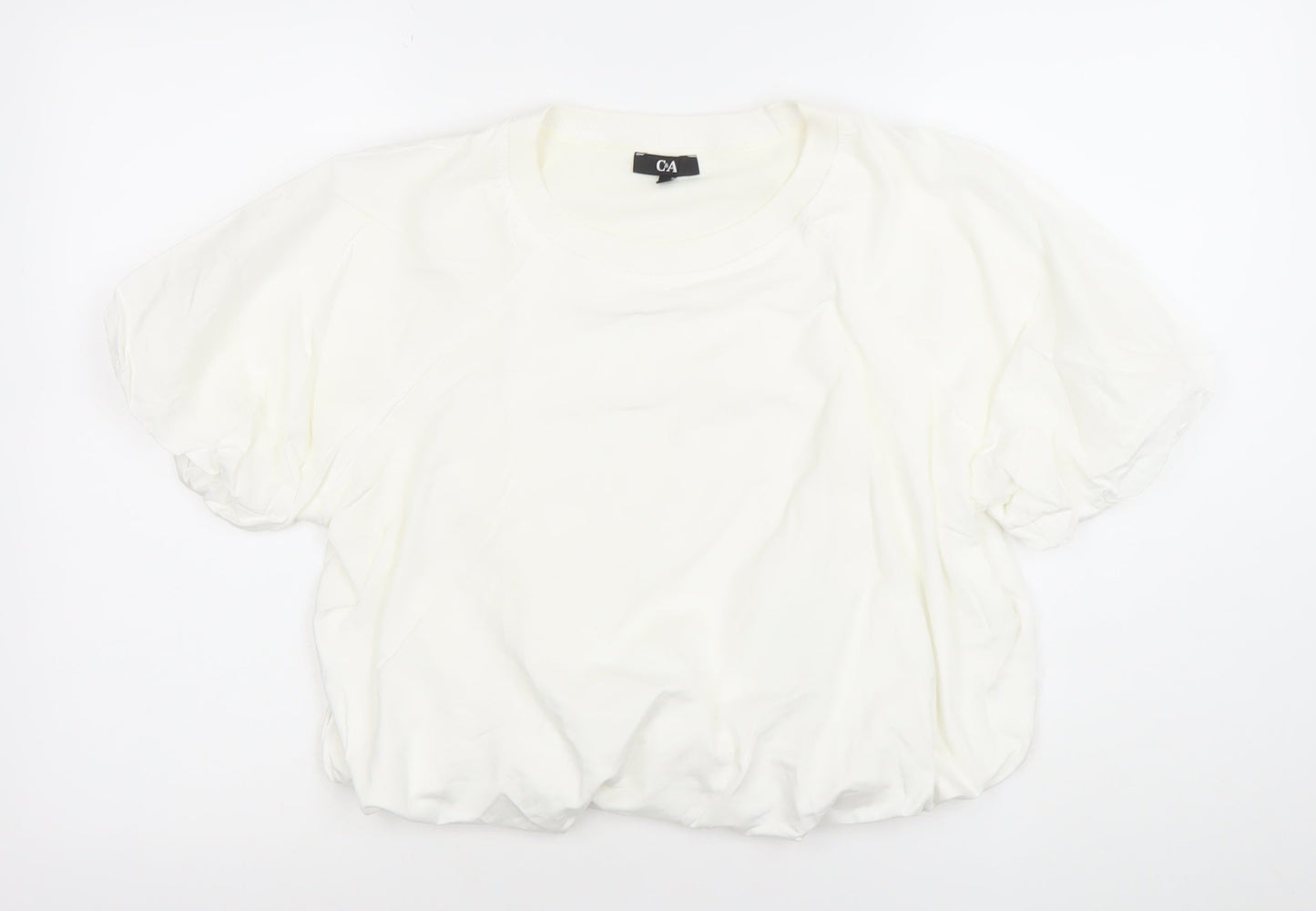 C&A Women’s White Cropped Jersey T-Shirt Short Sleeve M