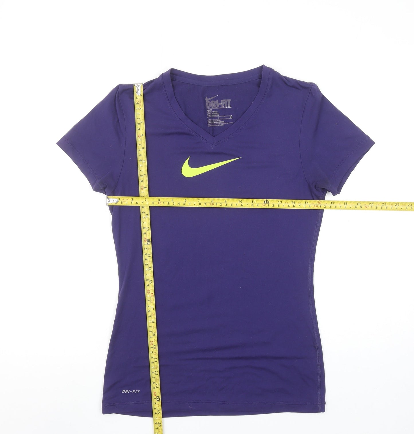 Nike Women's Purple Dri-FIT Slim Fit V-Neck Active T-Shirt Size S