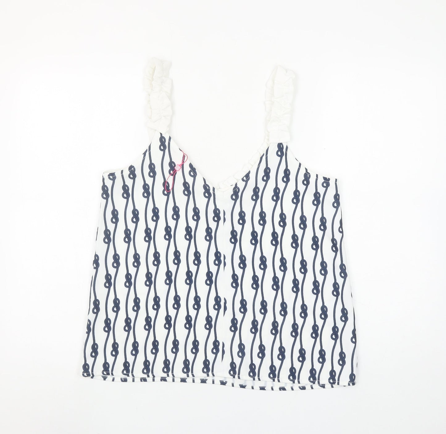 Savida Women's White Blue Camisole Top Size S Polyester Nautical Print