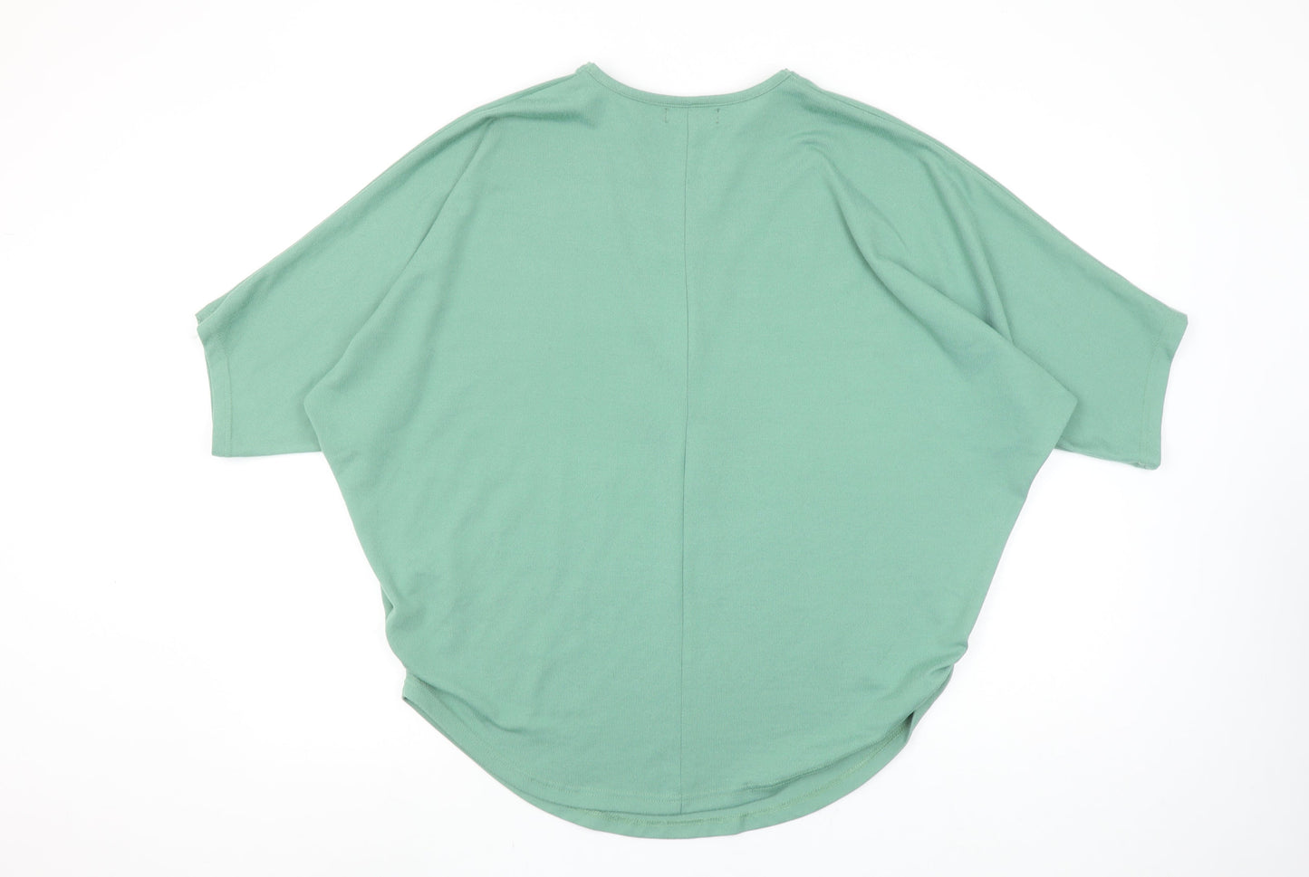 Blue Vanilla Women’s Green Zip V-Neck Relaxed Fit T-Shirt S