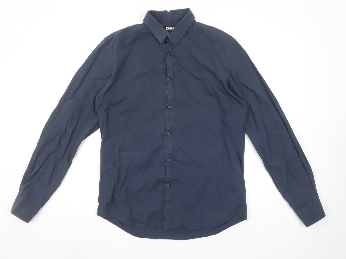 DKNY Men’s Navy Blue Small Long Sleeve Button-Up Cotton Shirt