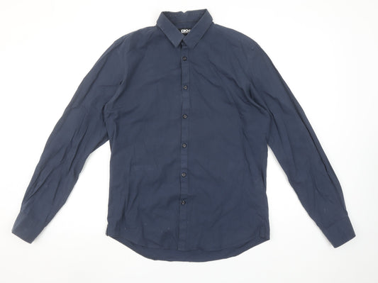 DKNY Men’s Navy Blue Small Long Sleeve Button-Up Cotton Shirt