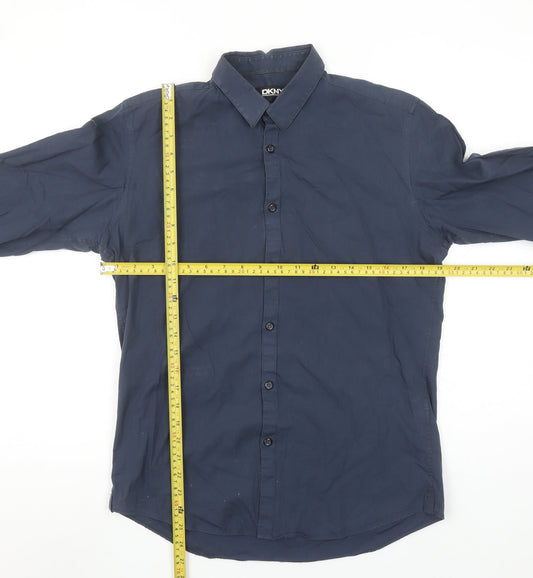 DKNY Men’s Navy Blue Small Long Sleeve Button-Up Cotton Shirt