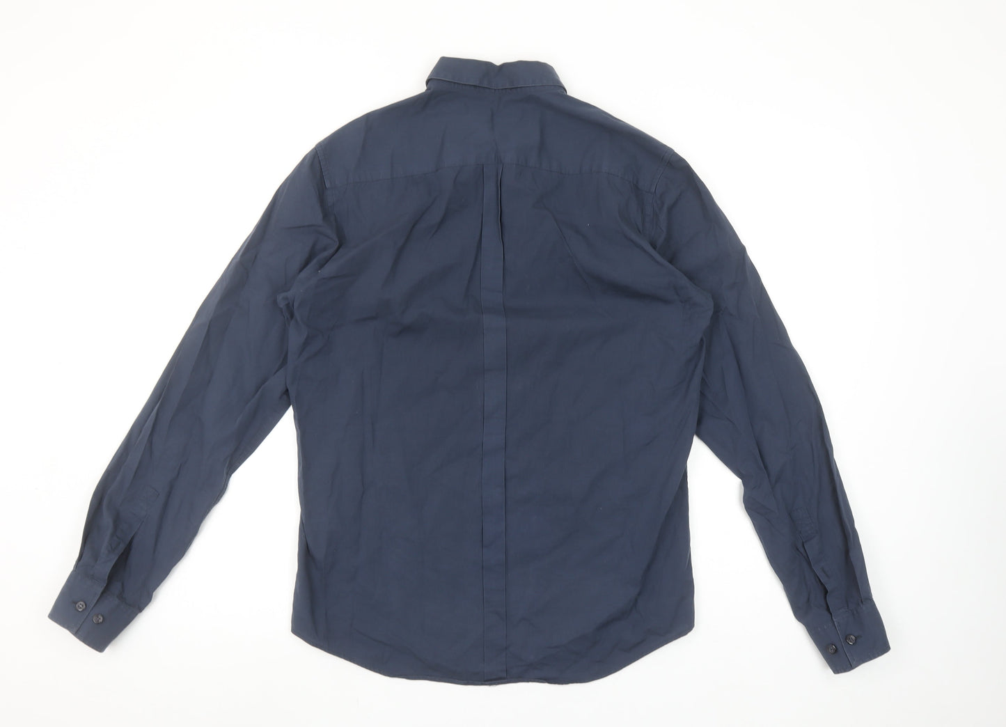 DKNY Men’s Navy Blue Small Long Sleeve Button-Up Cotton Shirt