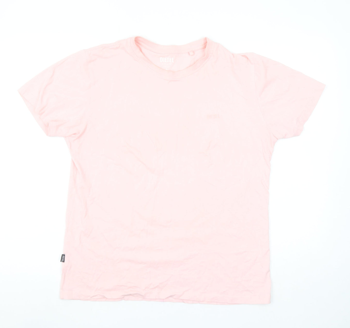Diesel Men's Pink Cotton Crew Neck Short Sleeve T-Shirt Size S