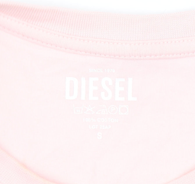 Diesel Men's Pink Cotton Crew Neck Short Sleeve T-Shirt Size S